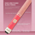 Pool cue with high-end piano gloss finish on a pink background